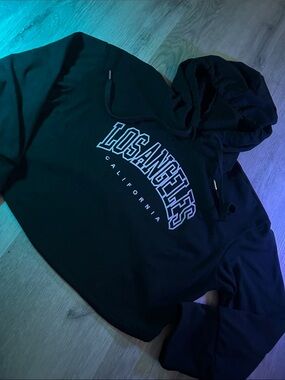 Los Angeles California cropped drawstring sports hoodie